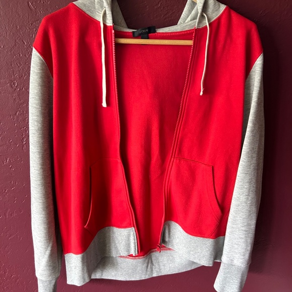 J. Crew Red Zip-Up Hoodie Sweatshirt - Picture 2 of 5